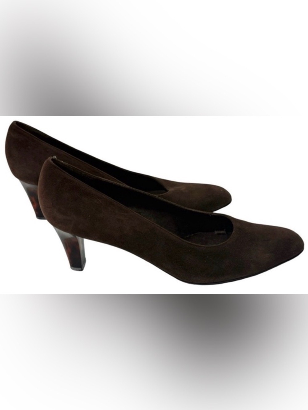 Salvatore Ferragamo Suede Pumps 11.5C Brown Tortoise Heel Italy